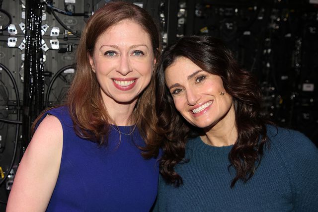Bruce Glikas/WireImage Chelsea Clinton and Idina Menzel.