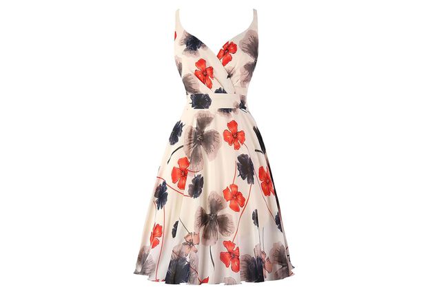 Dressever Summer Cocktail Dress V-Neck Adjustable Spaghetti Strap Chiffon Sundress Amazon