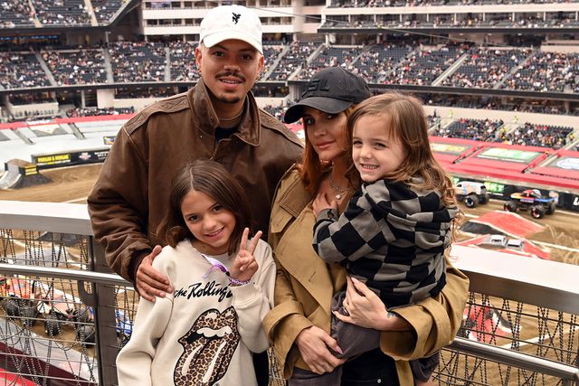 Evan Ross (L), Ashlee Simpson (2nd R), and family attend Monster Jam at SoFi Stadium Jon Kopaloff/Getty Evan Ross and Ashlee Simpson Ross with their two kids.