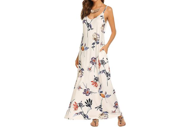 Supnier Women's Summer Maxi Dress Casual V-Neck Sleeveless Bohemian Amazon