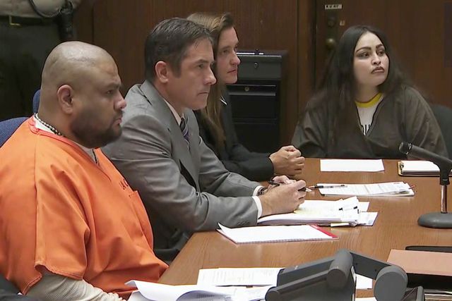 Isauro Aguirre and Pearl Sinthia Fernandez during their sentencing hearing on June 7, 2018, in Palmdale, California. KTLA via AP Isauro Aguirre and Pearl Sinthia Fernandez during their sentencing hearing on June 7, 2018, in Palmdale, California.